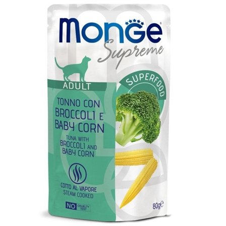 Monge Supreme Pezzetti di Tonno con Broccoli Baby Mais Cibo Umido