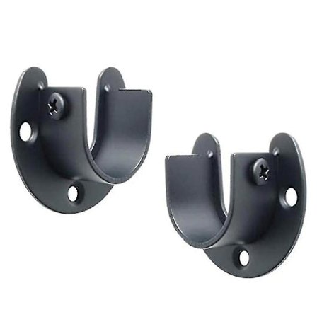 U-muotoinen tankokiinnike ruostumattomasta teräksestä, vaatekaapin tankopidike, suihkuverhotangon kiinnike, 200 kg, kaksi kappaletta, musta