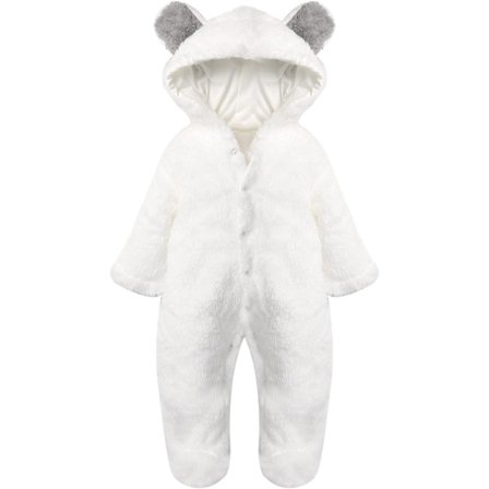 Newborn romper med björnmotiv med huva