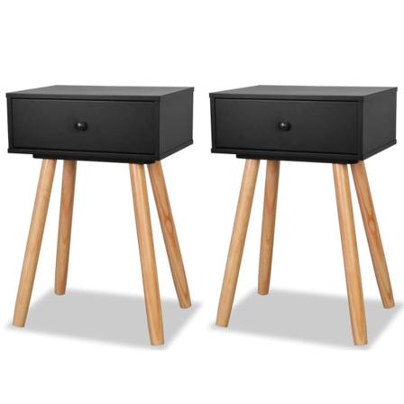 Vidaxl Sängbord 2 St Massiv Furu 40x30x61 Cm Svart Svart