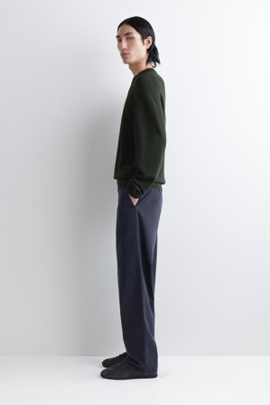 COS Men's Jersey De Cuello Redondo Con Detalle De Contraste in Marrón