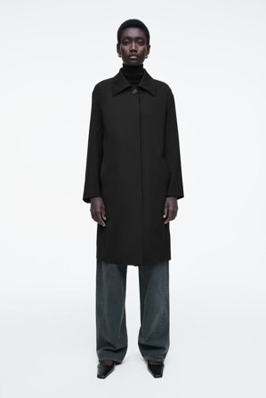 COS Women's Single Breasted Car Coat in Black
