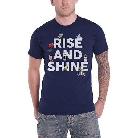 BT21 Unisex Vuxen Rise And Shine Bomull T-shirt S Marinblå