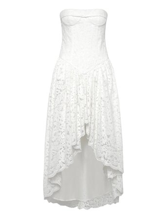 Felicidad Strapless Lace Dress White Bardot