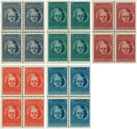 Holland 1945 - NVPH 444-448 - 4-blokke - Postfrisk