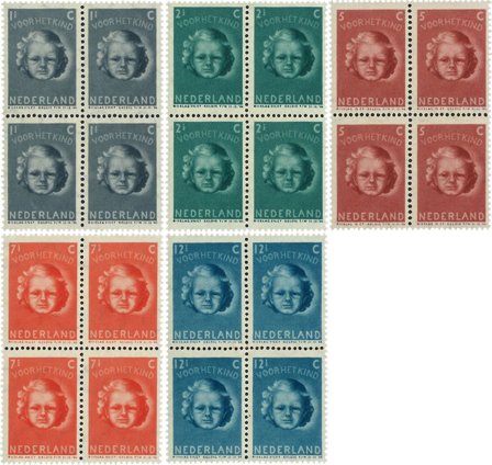 Holland 1945 - NVPH 444-448 - 4-blokke - Postfrisk