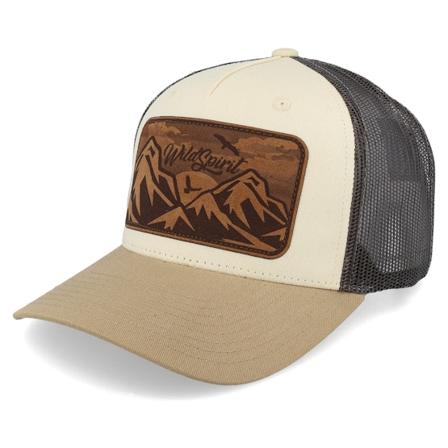 Wild Spirit - Beige trucker Caps - Big Mountain & Birds Patch Brown/Khaki A-frame @ Hatstore