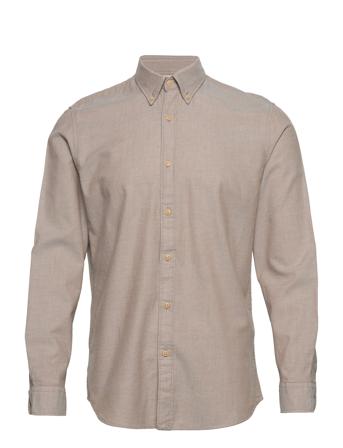 Slhslimflannel Shirt Ls Skjorte Uformell Beige Selected Homme