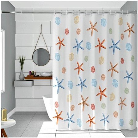 Let PEVA-plast bruseforhæng med havtema (søstjerner) - metaløjer for nem ophængning | Perfekt til hjemmet, hoteller og kollegieværelser_TF_TF