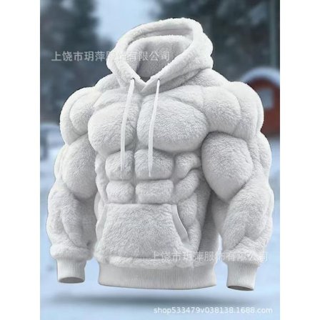 Hættetrøje med muskelprint – Ensfarvet Abs Design Hættetrøje Unisex*S*WY4310