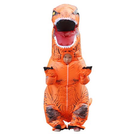 Oppustelig Dinosaur Kostume, Halloween Cosplay, Maskerade Kostume til Børn & Voksne Grøn/Orange/Lilla