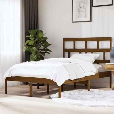 Vidaxl Sängram Honungsbrun Massiv Furu 140x200 Cm Brun