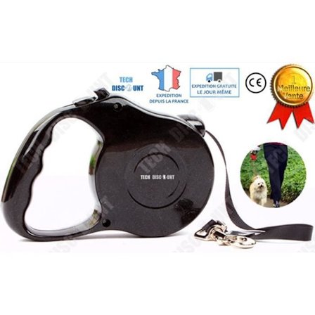 Justerbar koppledslina - TD - 5M - Nylon - För liten hund - Svart