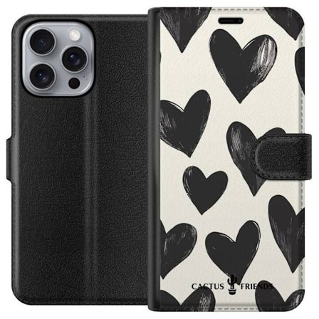 Yhteensopiva Lompakkokotelo Apple Apple iPhone 16 Pro Max Cactus and Friends - Bold Black Love Pattern
