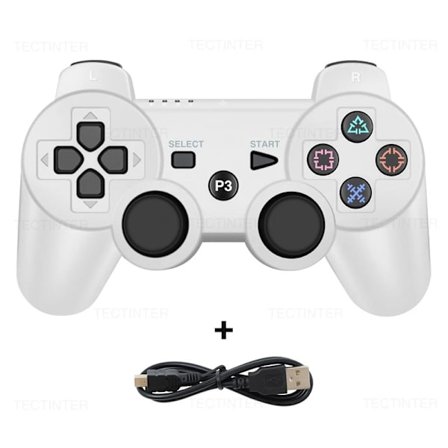 Vit Bluetooth-handkontroll för Sony PS3 Gamepad Trådlös SIXAXIS Joystick för PlayStation 3 med inkluderat batteri Kompatibel med Sony