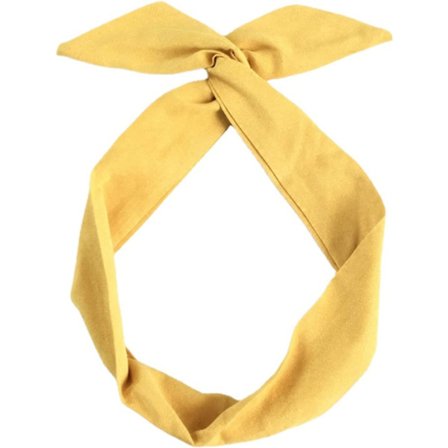 Vintage hårbånd med sløjfe til hår, wire hårbånd, damehårbånd farve fleksibel wire hårbånd hår tilbehør bånd (gul)