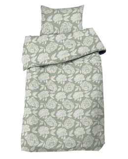 Pussilakanasetti satiini Peony kukallinen 2-osainen Vihreä