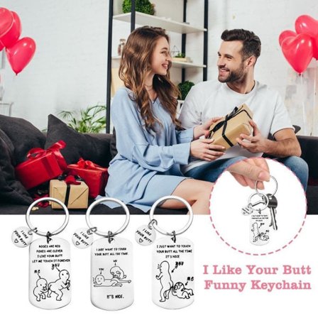 Par-nyckelring "Jag gillar din rumpa, låt mig för det" - Forever-nyckelring, Alla hjärtans dag-present, Style3
