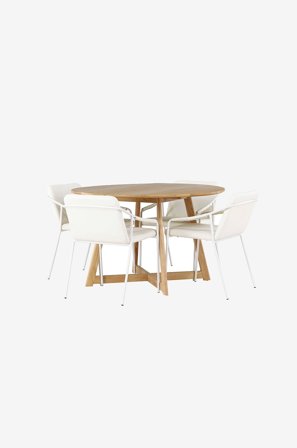 Venture Home - Spisegruppe Yadikon med 4 stk. stole Tvist - Brun - Spisebordssæt 4 personer - Fra Homeroom