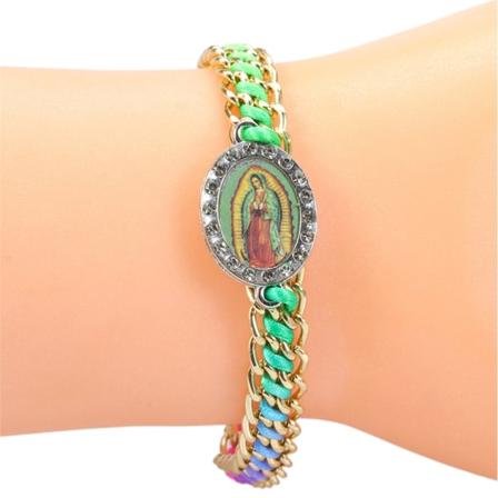 Virgin Maria Spot Drill Armband Handvävt armband kan bäras av män och kvinnor som gåvor eller bönearmband 4-färgad Multicoloured