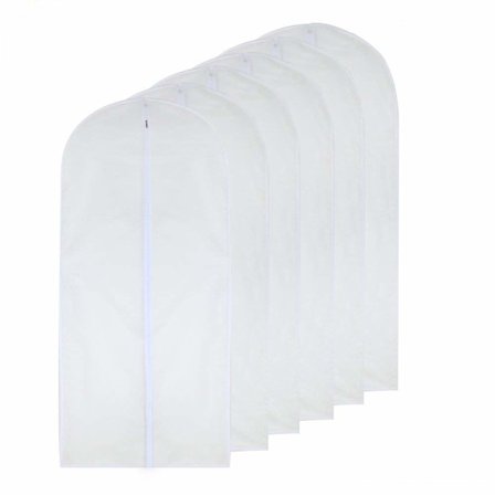 Vaatepussi läpinäkyvä 60 x 120cm(24'' x 48'') Pitkä pukupussi Pöly Koi Kestävä Vaatepussit Valkoinen Hengittävä Täysi Vetoketju Pölysuoja 6 kpl