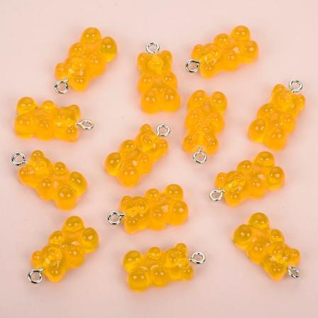 10St Godis Färg Gummi Mini Björn Charms För Smycken Göra Diy Hängande Söta Örhängen Halsband Kreativa Findar 20X10mm Yellow bear
