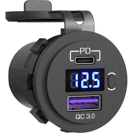 USB-C Bil Laddare Uttag, 12V/24V PD&QC 3.0 Biluttag med LED V