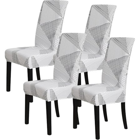 Mønstret stretch stolovertrekk for spisestue, sett med 4, trykt stretch spisebordstoltrekk vaskbart avtagbart for kjøkken, hotell, restaurant, 