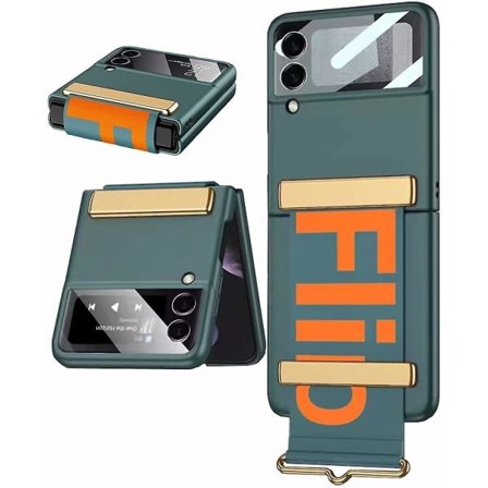 Etui med rem kompatibel med Samsung Galaxy Z Flip 3 5g, med deksel grønn
