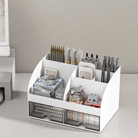 Office Desktop Oppbevaringsboks Liten skuff Oppbevaringsskap HVIT