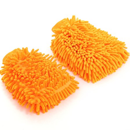 Biltvättverktyg, Orange Microfiber Wash Mitt, 2-pack