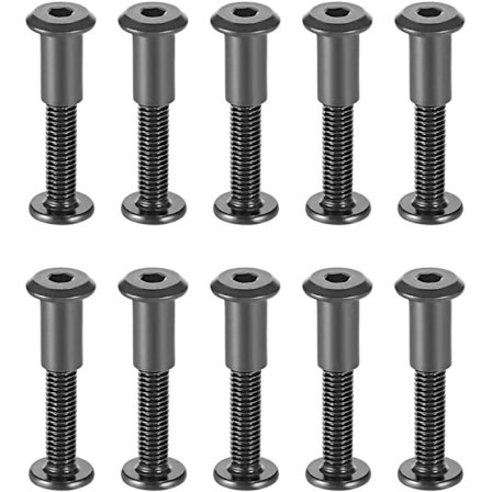 10 kpl M6 x 35 mm:n kiinnityspultteja, joissa on vastaavat mutterit, holkki mutterilla, kuusikulmainen reikä, pyöreä pää, musta hiiliteräs, sopii 