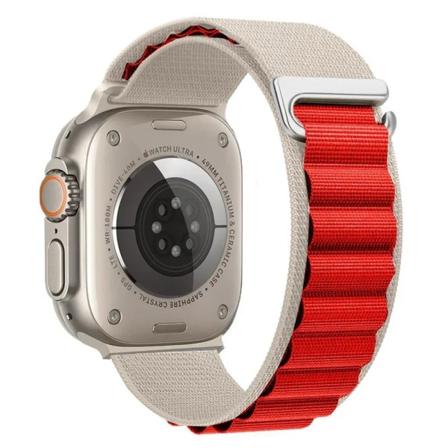 Nylon För Apple Watch Ultra/2 49mm Series 9 8 7 45mm 41mm Sport klockarmband som andas För iwatch 6 5 4 3 SE 44mm 40mm 42mm 9 Starlight red For 38mm 