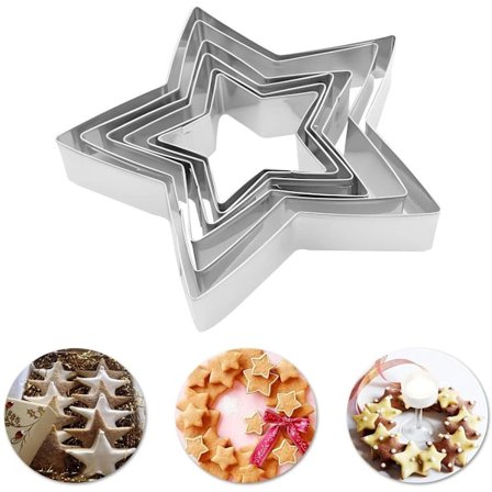 5 stk. - Madlavningsringe - stjerne - formet kageudstikker - stjerne - formede kageudstikkere
