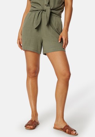 Pieces Pcvinsty HW Linen Shorts Deep Lichen Green Vaatteet
