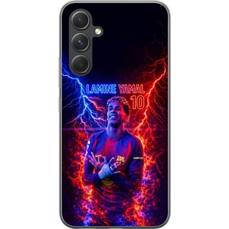 Yhteensopiva Puhelinkuori Samsung Galaxy A55 Viktor Gyökeresin muotokuva Arsenal-paita päällä, jossa intensiivinen katse ja tumma dramaattinen tausta