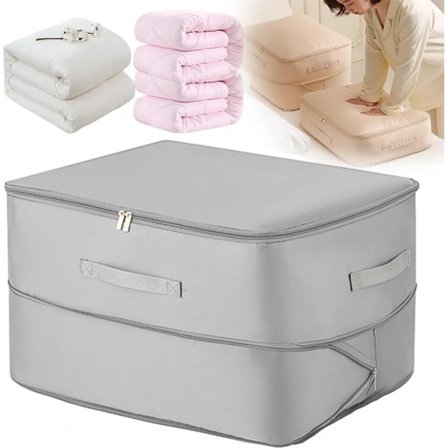 Selvkomprimerende organizer, oppbevaringsbokser, oppbevaringspose for dyner, klær, tepper (grå, 52x42x30CM)