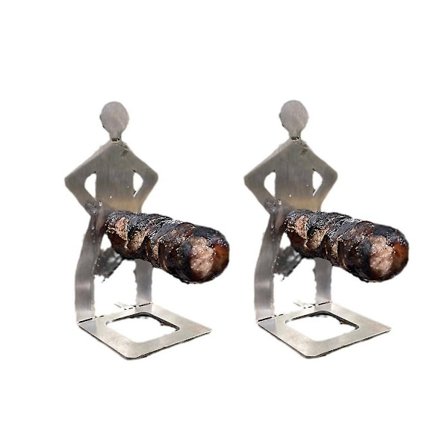 2 stk. Grillholder - Bærbar og Sjov Grillpølse til Drenge og Piger - Aftageligt Skilt til Udendørsfest