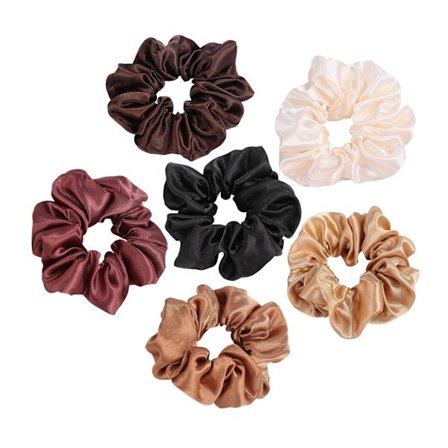 6-pack mjuka scrunchies i satin, stora satin hårband för hästsvans