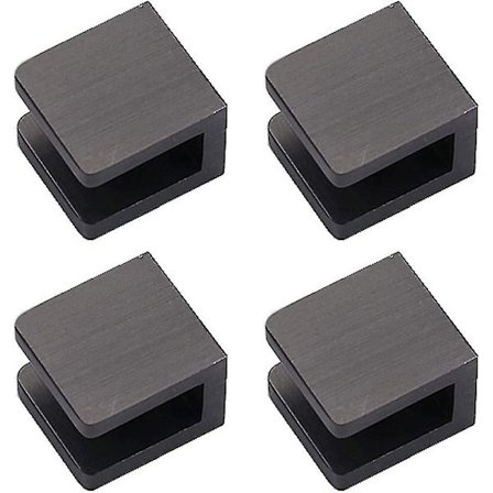 4 kpl lasikiinnikkeitä, ei porausta lasiin, lasihyllyn kiinnityskiinnike (8–10 mm lasille, musta)