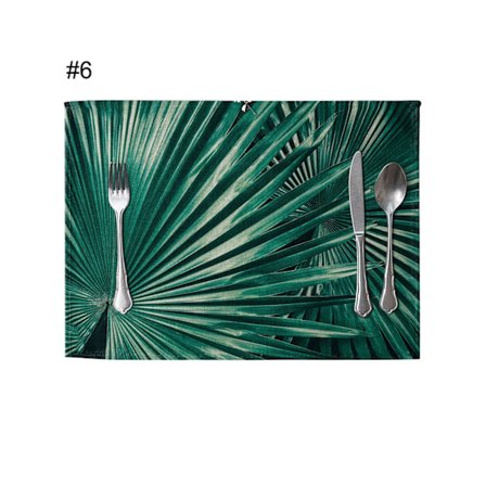 Grønn Plante Lin Brikke Spisebord Varmeisolasjonsmatte Hjem Kjøkken Dekor-6# unik verdi