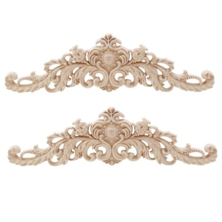 2x Udskæring Naturlige Træ Applikationer Til Møbler Skab Umalede Træ Lister Dekoration Vintage Ho