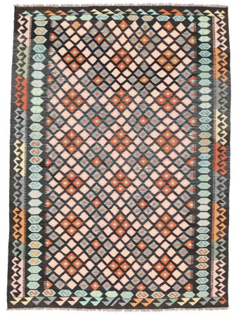 Kilim Afghan Old Style Rug Oriental Black/Brown (Wool, )