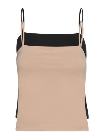 2-Pack Scarlet Singlet Top Ærmeløs Top Beige Gina Tricot