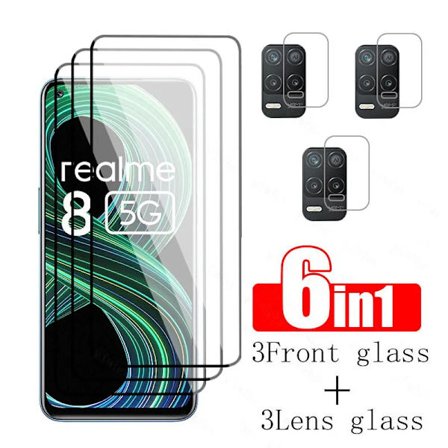 HD-glass for Realme 5i, herdet beskyttelsesglass, skjermbeskytter, full dekning, sikker silkeaktig film