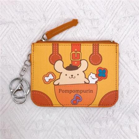 Sarjakuva laukku Pachacco Cinnamoroll Purin Kuromi PU nahka kortti My Melody Holder Söpö Sanrio avaimenperä