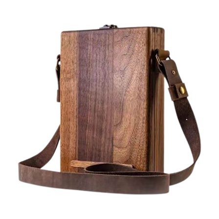 Writers Messenger Wood Box Portfölj Stil Crossbody Postman Bag Handgjord trä Penna Pensel Förvaring Crossbody Bag