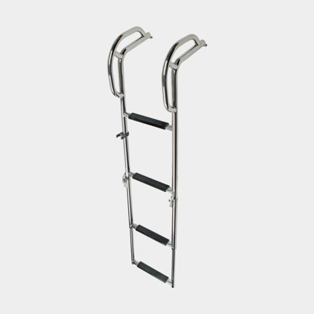Escalera de baño plegable para plataforma de baño 1852-Marine, acero inoxidable, 4 peldaños, telescópica, 120 - 67.5 cm, 29 cm
