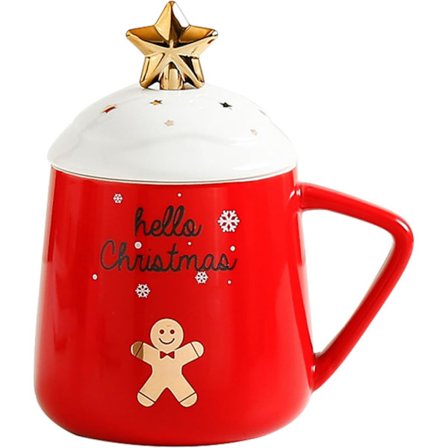 Julekeramik krus Julekrus Julekaffekrus Julegavekrus med låg til varme drikke Te Kaffe Varm chokolade Venner og Jul