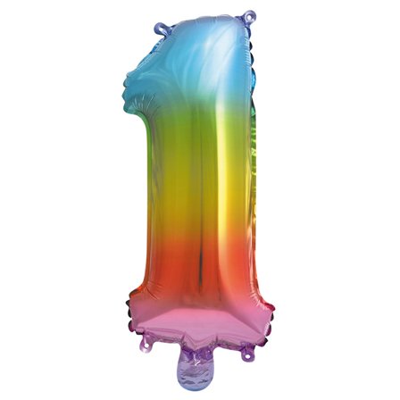 Foliopallo numero 0-9 sateenkaari 41 cm Numero 1